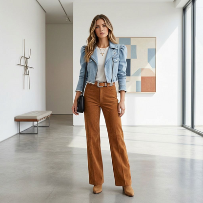 Light Wash Cropped Denim Moto Jacket – Puff Sleeve Biker Jacket with Asymmetrical Zip &amp; Raw Hem