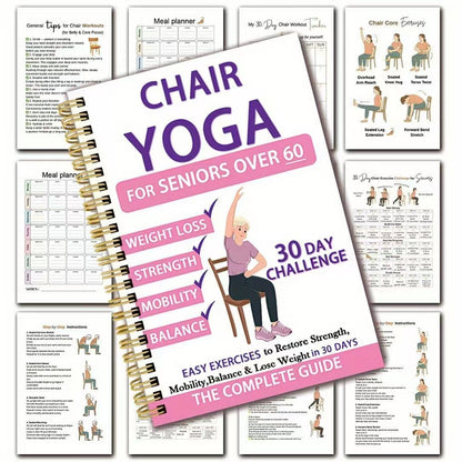 30-Day Chair Yoga Weight Control Spiral-Bound Notebook & Step-by-Step Exercise Guide