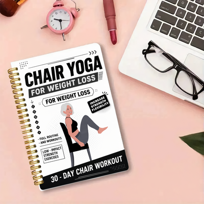 30-Day Chair Yoga Weight Control Spiral-Bound Notebook & Step-by-Step Exercise Guide