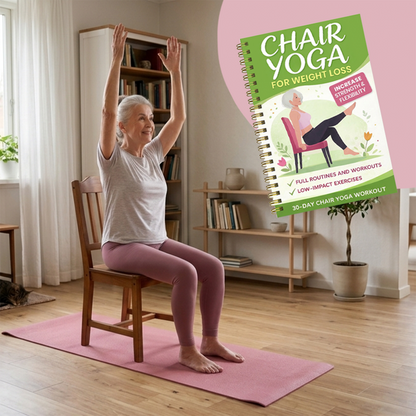 30-Day Chair Yoga Weight Control Spiral-Bound Notebook & Step-by-Step Exercise Guide