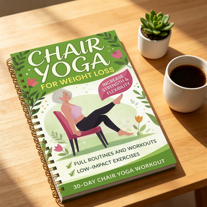 30-Day Chair Yoga Weight Control Spiral-Bound Notebook & Step-by-Step Exercise Guide